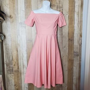Elegant Pink Off-Shoulder Midi Dress
